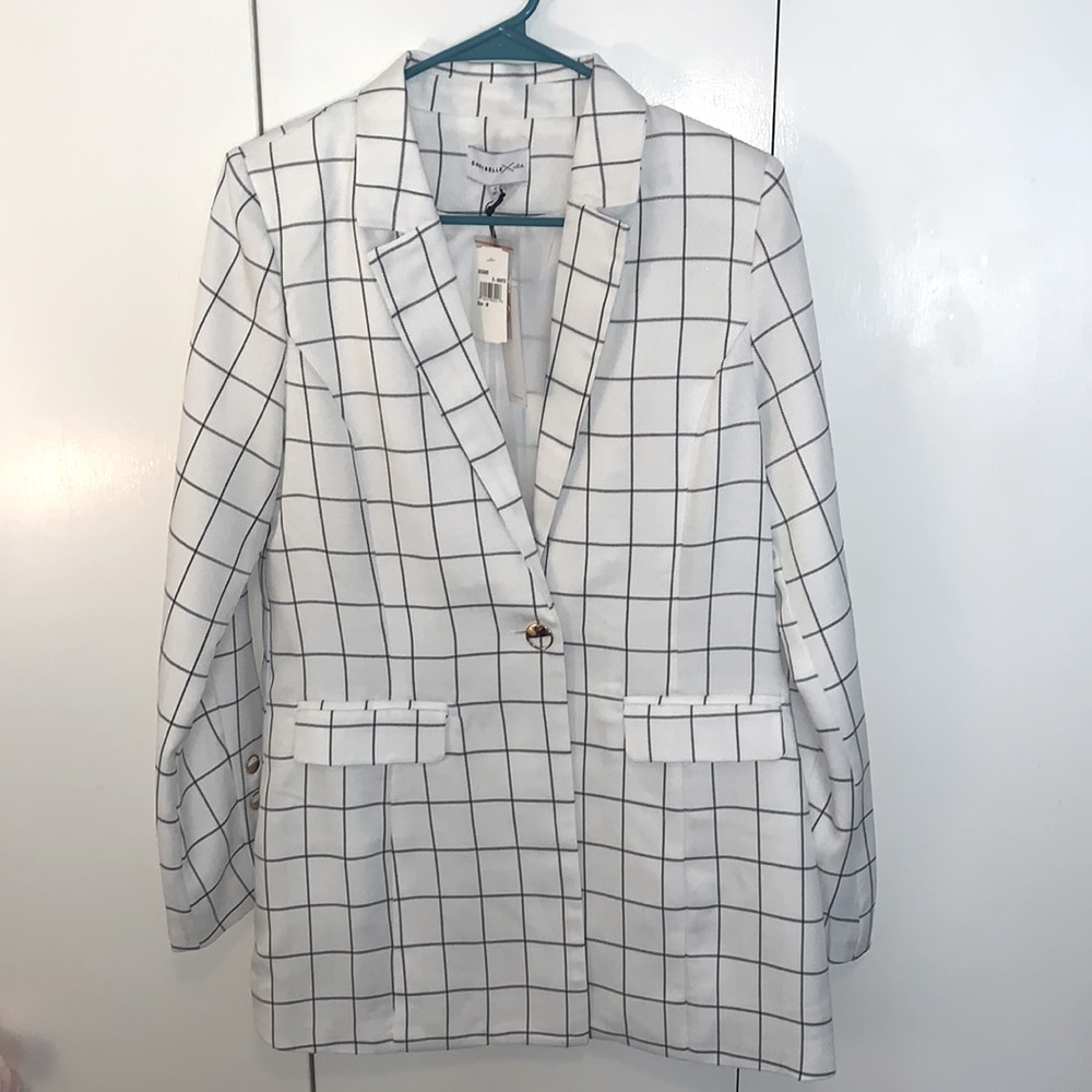 Chriselle X J.O.A. White Plaid Blazer